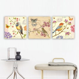 Wallity Conjunto de 3 Pinturas Decorativas en Lienzo Multicolor